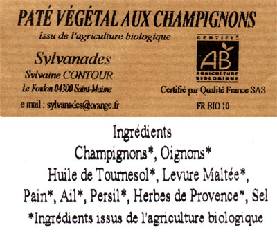 Pâté végétal aux champignons 90 gr