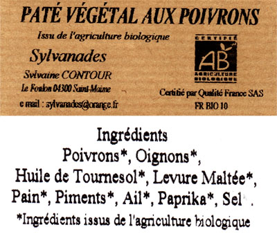 Pâté végétal aux poivrons 180 gr