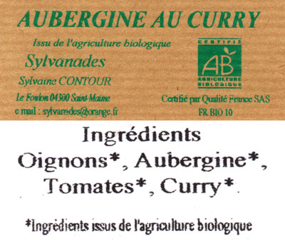 aubergines au curry 90gr