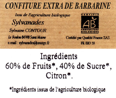 Confiture extra de barbarine 390 gr