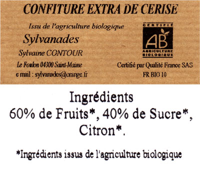 Confiture extra de cerise 180 gr