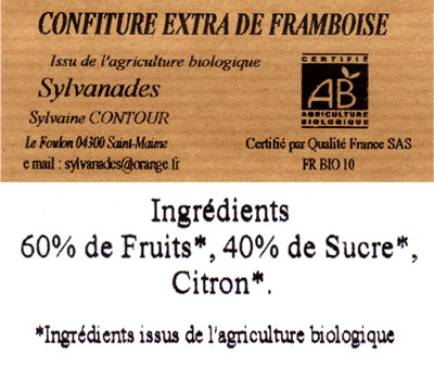 Confiture extra de framboise 390 gr