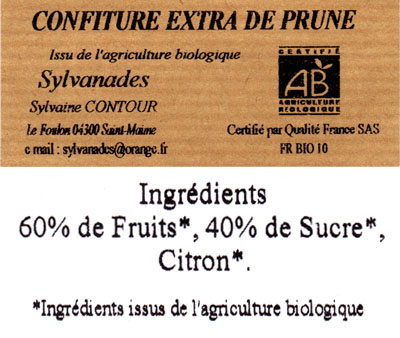 confiture extra de prune 180 gr