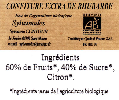 Confiture extra de rhubarbe 390 gr