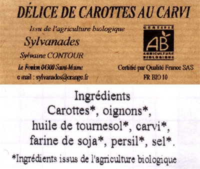 Délice de carottes au carvi 180 gr